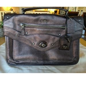 Dark brown/bronze Coach bag with detachable strap